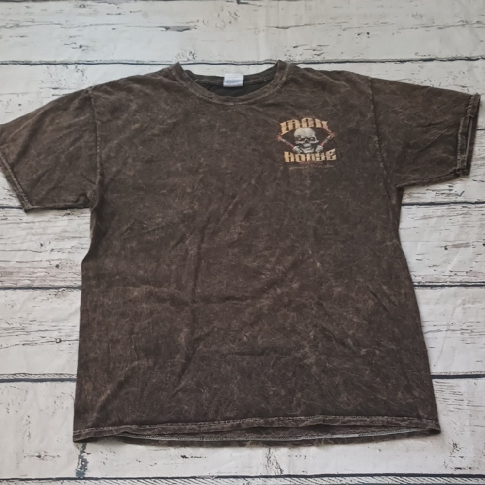 Iron Horse Saloon Ormond Beach Brown Tan Acid Wash T Shirt L